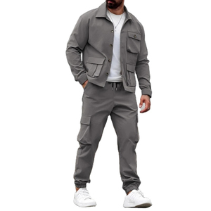 Conjunto Deportivo Cortavientos para Hombre, Color Sólido, con Logotipo Personalizado, Chaqueta de Manga Larga y Pantalones Jogger, Ropa Deportiva Informal para Entrenamiento al Aire Libre - Product Image 3