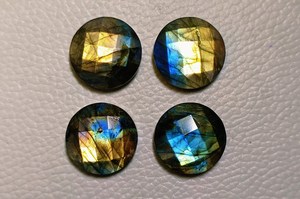 Cabochons ronds facettés en labradorite multicolore 17 mm, pierres précieuses lâches polies à dos plat pour la fabrication de bijoux et l'artisanat - Product Image 2
