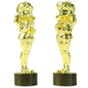 Statuette de chanteuse en métal doré, sculpture artisanale, trophée de concours de chant personnalisé avec gravure, vente en gros - Product Image 6