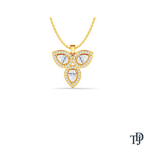 Colgante de diamante cultivado en laboratorio estilo hoja con halo de perlas en oro de 10K, fabricante mayorista y minorista OEM - Product Image 5