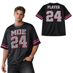 Camiseta de Fútbol Americano de Malla Transpirable, Estilo Urbano, con Número de Diamantes de Imitación, Personalizable con Logotipo, Fabricación OEM - Product Image 1