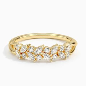 Bague de fiançailles fantaisie RITZIN en or jaune pour femme, coupe marquise et ronde, bague de mariage, cadeau mignon, bijoux faits à la main - Product Image 1