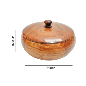 Wooden & brass Roti Box Hand-hammered Designer Chapati Box with wood lid and <b>tongs</b> brass knobs <b>Serving</b> and Dinner - Product Image 6