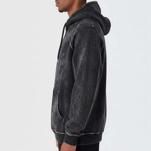 Sudadera con capucha vintage de manga regular con cremallera y estampado, 100% algodón, para otoño, MOQ bajo, diseño personalizado, impresión por transferencia térmica, tallas grandes - Product Image 3