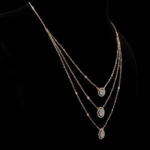 14K <b>Solid</b> Rose <b>Gold</b> Layered Diamond Necklace IGI Certification 6.00 Carat Brilliant Cut Lab Grown Trendy <b>Pendant</b> Women - Product Image 2
