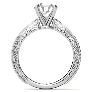 Antique Style Round Brilliant Moissanite <b>Solitaire</b> Engagement <b>Ring</b> 925 Sterling <b>Silver</b> Vintage Milgrain Bridal <b>Ring</b> - Product Image 6