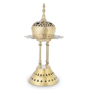 Most Selling Metal Golden Bukhoor Burner Classic Mabkhara for <b>Oud</b> Wood & <b>Bakhoor</b> Chips Available at Wholesale for Buyer - Product Image 1