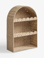 Élégante étagère murale décorative en jonc de mer à bords festonnés pour chambre d'enfant, rangement, présentation et décoration intérieure