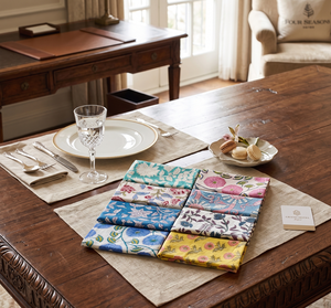 Handmade Block Printed Cotton Floral Eco-friendly American Style Customizable Disposable Dinner Cloth <b>Table</b> Napkin for Party - Product Image 4