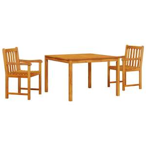 Juego de comedor de jardín de madera maciza de acacia marrón de 3 piezas - Product Image 2