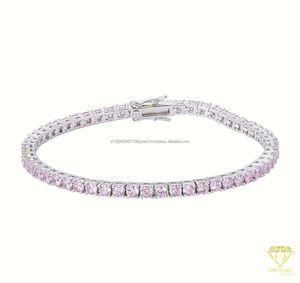 Women Elegant Sterling Silver Tennis <b>Bracelet</b> Emerald Green Cubic Zirconia Handmade Delicate Cut Green <b>Crystal</b> Fine Chain Link - Product Image 5