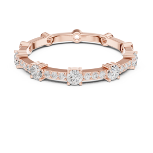 Anillo de Eternidad con Diamantes Cultivados en Laboratorio en Oro Rosa para Mujer |   Anillo Apilable de Aniversario de Bodas con Corte Redondo y Puntas Compartidas, Regalo - Product Image 2