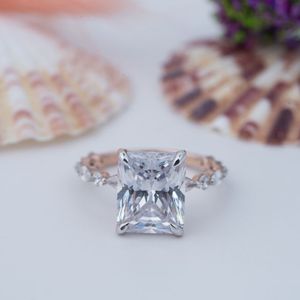 Pass Diamond <b>Tester</b> Luxury Jewelry 925 Sterling Silver Radiant Cut Rose <b>Gold</b> Plated Moissanite 4ct Wedding Engagement Women Ring - Product Image 1