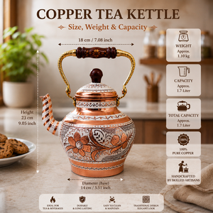 Handmade Pure Copper <b>Tea</b> Kettle Turkish <b>Tea</b> Pot Engraved Copper Teapot Traditional <b>Tea</b> <b>Maker</b> Stovetop Kitchenware Gift - Product Image 5