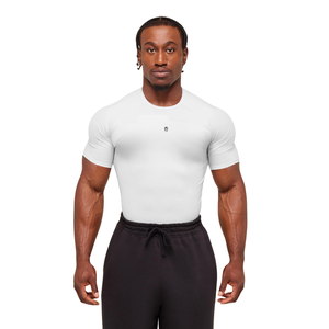 T-shirt de compression graphique blanc pour homme – Vêtement de sport, d'entraînement et d'activewear respirant et extensible - Product Image 1