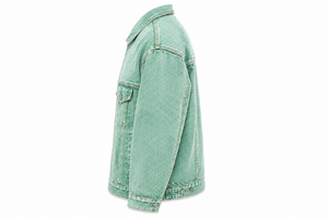 Chaqueta de Mezclilla Lavada para Hombre, Color Verde Sólido, Cuello Camisero, Estilo Casual de Primavera, Corte Regular, Material de Algodón, Cierre de Botones - Product Image 4