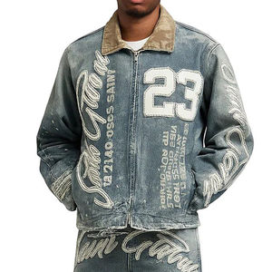 Ensemble veste et pantalon en jean durable à prix de gros – Veste et pantalon en jean oversize écoresponsables pour un style décontracté - Product Image 2