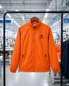 Veste de sport pour homme de haute qualité personnalisée, coupe-vent à fermeture éclair intégrale, veste d'entraînement orange, veste en polyester pour équipe sportive - Product Image 5
