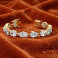 Bracelet tennis en moissanite plaqué or 18 carats, formes mélangées, poire, princesse, émeraude, bijoux pour femmes, cadeau de luxe