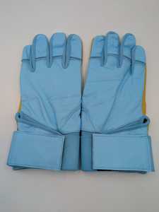 Blue Leather Batting <b>Gloves</b> With Hook And Loop Closure For Training Unisex Adult Ambidextrous Durable - Product Image 4