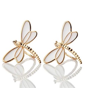 ที่ใส่ผ้าเช็ดปากแมลงปอโลหะสีทองสุดหรูพร้อมปีกเคลือบสีขาวผ้าเช็ดปากแมลงปอเคลือบที่ซับซ้อน - Product Image 3