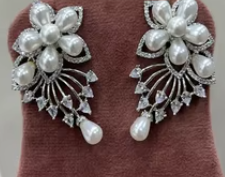 Boucles d'oreilles à la mode de luxe perle cluster pour femmes filles pour mariages anniversaires autres occasions spéciales laiton principal cadeau parfait - Product Image 2