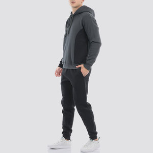 Ensemble de survêtement 2 pièces XXL pour homme, respirant, noir/gris, avec logo personnalisé, veste extensible dans les quatre sens, 100 % extensible, vente en gros - Product Image 2