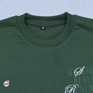 T-shirt vert à manches courtes pour homme de qualité supérieure, col rond, avec impression de lettres sur le devant, coupe classique, jersey en coton respirant - Product Image 5
