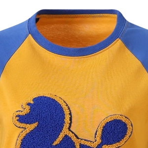 Chemise Raglan Premium en Chenille Noir et Blanc à Manches Courtes et Col Rond avec Patch en Chenille – Style Décontracté Sportif pour Équipe de Baseball - Product Image 5