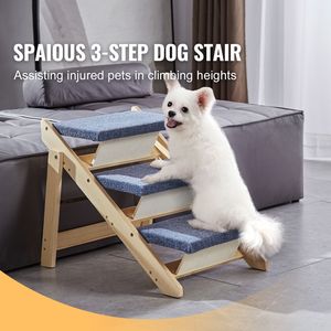Escalera/Rampa Convertible 2 en 1 de Madera para Mascotas, de Tres Peldaños, para un Fácil Acceso a Camas, Sofás, Vehículos, Casas para Mascotas y Muebles - Product Image 2