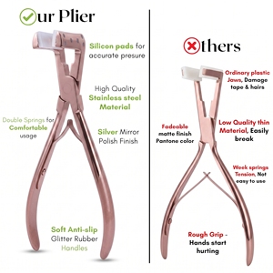 Herramienta duradera para extensiones de cabello con cinta adhesiva, alicates de 7 pulgadas con diseño de mandíbula de silicona prensada y doble resorte para una presión precisa en la unión del cabello. - Product Image 4