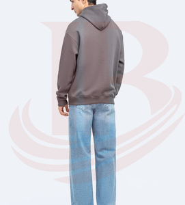 <b>Mens</b> Hooded Sweatshirt Regular Fit Cotton French Terry Casual Long Sleeve Solid Color Autumn Wear with Front Pocket - Product Image 4
