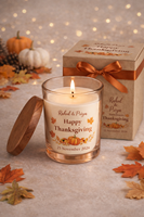Bougie artisanale en verre personnalisée pour Thanksgiving, Noël, le Nouvel An chinois, écologique, à base de cire de soja, parfumée aux fleurs, sans fumée