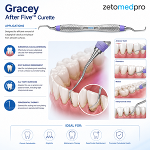Cureta Gracey 5/6 Premium, Estándar y Extra Rígida, para Periodoncia, Instrumento para Desincrustación y Planificación Radicular, Zetomed Pro - Product Image 4