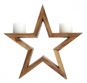 Portavelas de madera natural de alta calidad, forma de estrella, hecho a mano, para velas de té, artículo para el hogar, al mejor precio. - Product Image 1