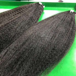 Extensions de cheveux humains yaki bruts doublement étirés Vente en gros Paquets de cheveux vierges crépus droits Faisceau de cheveux vierges avec fermeture - Product Image 2