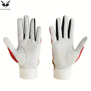 Guantes de béisbol de cuero para zurdos, antideslizantes, ligeros, de color blanco y rojo, con cierre de velcro, de un buen proveedor. - Product Image 3
