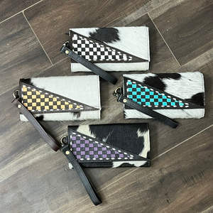 Ensemble 2 pièces tendance 2026 le plus vendu : Sac fourre-tout et portefeuille en cuir de vachette fait main pour femme, motif à carreaux, ensemble assorti - Product Image 6