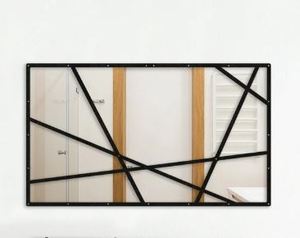 Miroir mural moderne en métal noir en forme de fleur de lotus, miroir décoratif en verre de forme florale pour la décoration de salon et de la maison - Product Image 4