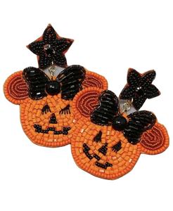 Pendientes de gota bordados de Halloween Mardi Gras Premium elegantes Cuentas de semillas de alta calidad que detallan la artesanía de Hiba Enterprises - Product Image 1