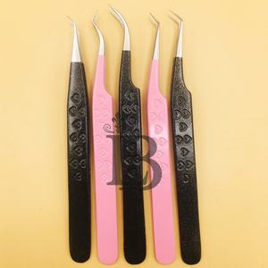Pinzas Profesionales para Extensión de Pestañas, Pinzas para Pestañas de Mink, Acero Inoxidable, Oferta con Logotipo, Diseño de Corazón, Pinzas de 45 Grados - Product Image 1