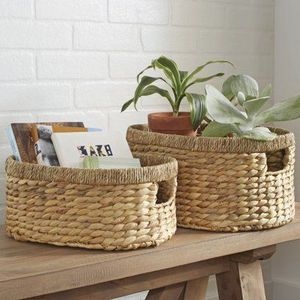 Panier en jacinthe d'eau durable personnalisé, tissé à la main, pour la décoration de la maison et l'organisation - Product Image 2