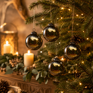 Boule de Noël suspendue en verre craquelé de qualité supérieure avec un design artistique multicolore et une finition élégante pour la décoration de la maison - Product Image 2