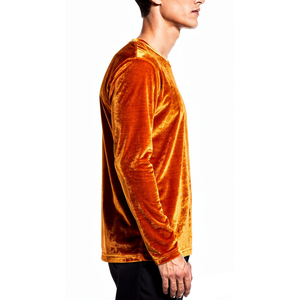 เสื้อยืดกำมะหยี่แขนยาวสำหรับผู้ชายเสื้อยืดคอกลมแขนยาวผ้ากำมะหยี่สไตล์สตรีทเสื้อยืดสำหรับผู้ชาย - Product Image 3