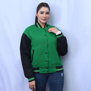 Chaquetas Varsity de Lona con Bordado y Parches, Estilo Letterman de Béisbol, Ligeras y Transpirables, de Manga Larga para Mujer - Product Image 3