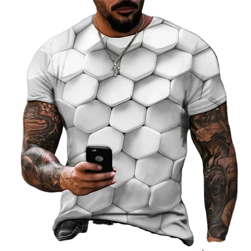 Fashion T shirt untuk pria 3D seni dicetak bernapas T-shirt Super keren kepribadian Streetwear leher bulat lengan pendek TEE