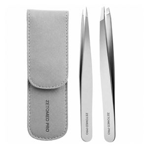 Juego de Pinzas Inclinadas y Puntiagudas de Acero Inoxidable Plateado al por Mayor para Eliminar Vello Encarnado, Herramientas para Cejas para Uso Estético - Product Image 1