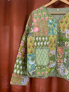 Indian Handmade <b>Knitted</b> Cotton Quilted Reversible <b>Animal</b> Print Women's Jacket Coat Blazers - Product Image 3