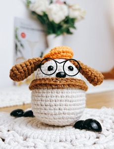 JNC Poupées pommes de terre en macramé tricoté, rembourrées en coton PP, 100% faites à la main, avec carte positive, ornements au crochet vernis brillant pour la maison - Product Image 3