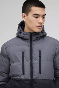 Latest Design Custom Logo Winter Outdoor Sport Windproof <b>Waterproof</b> <b>Warm</b> Padded Cotton Fleece Quilted Stand Patchwork Men's - Product Image 2